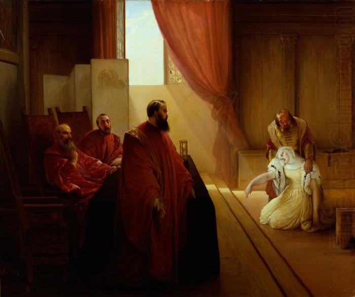 Valenza Gradenigo before the Inquisition, Francesco Hayez